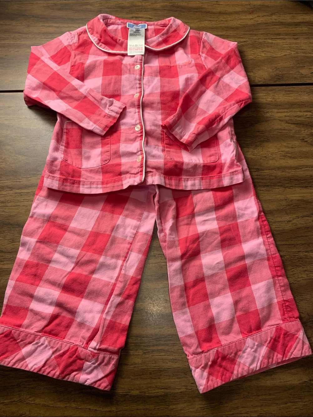 Jacadi Pink and Red Check Pajama Set